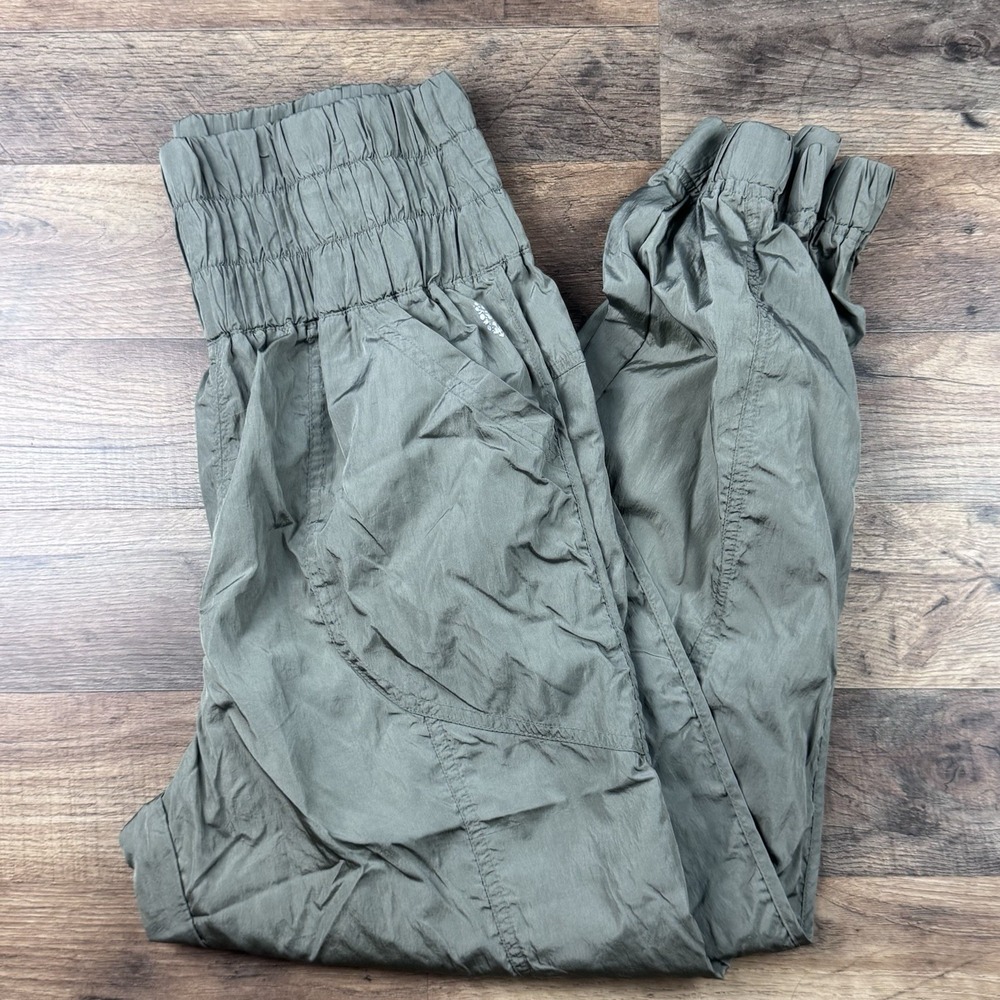 Free People Movement The Way Home Jogger Pants Womens M Green Logo Tapered Leg